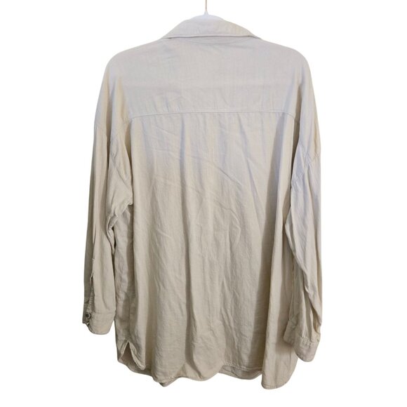 Zara 100% Cotton Cream Oversized Button Down Shirt Neutral Beige Size L - Picture 3 of 5